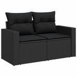 HKH 4 Pcs Conjunto de Sofás para Jardim C/ Almofadões Vime Pe - Preto