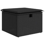 HKH 4 Pcs Conjunto de Sofás para Jardim C/ Almofadões Vime Pe - Preto