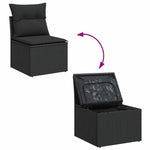 HKH 4 Pcs Conjunto de Sofás para Jardim C/ Almofadões Vime Pe - Preto