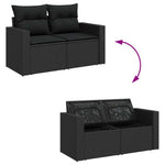 HKH 4 Pcs Conjunto de Sofás para Jardim C/ Almofadões Vime Pe - Preto