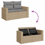 HKH 4 Pcs Conjunto de Sofás para Jardim C/ Almofadões Vime Pe - Bege