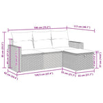 HKH 4 Pcs Conjunto Sofás de Jardim C/ Almofadões Vime Pe - Cinzento