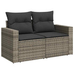 HKH 4 Pcs Conjunto Sofás de Jardim C/ Almofadões Vime Pe - Cinzento