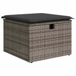 HKH 4 Pcs Conjunto Sofás de Jardim C/ Almofadões Vime Pe - Cinzento