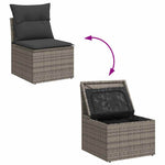 HKH 4 Pcs Conjunto Sofás de Jardim C/ Almofadões Vime Pe - Cinzento