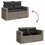 HKH 4 Pcs Conjunto Sofás de Jardim C/ Almofadões Vime Pe - Cinzento