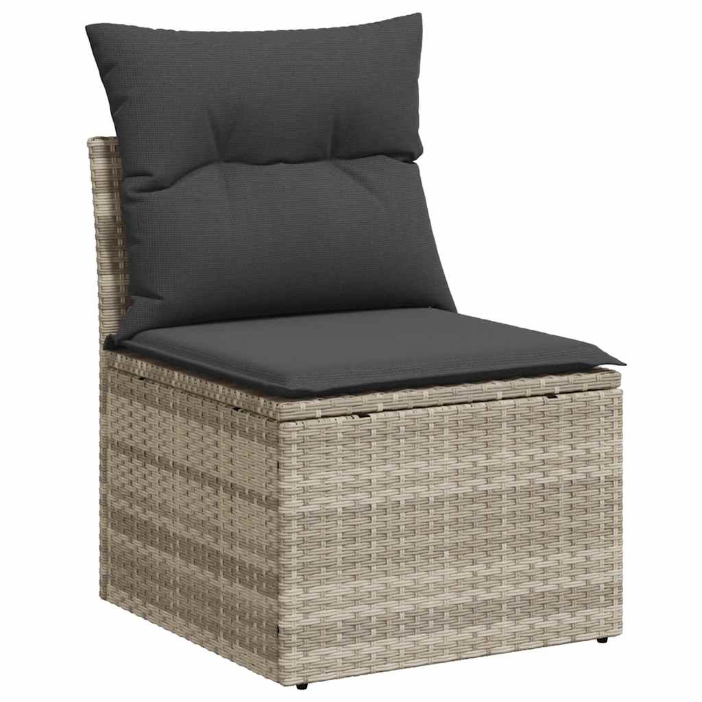 HKH 4 Pcs Conj. Sofás Jardim C/ Almofadões Vime Pe -claro - Cinzento
