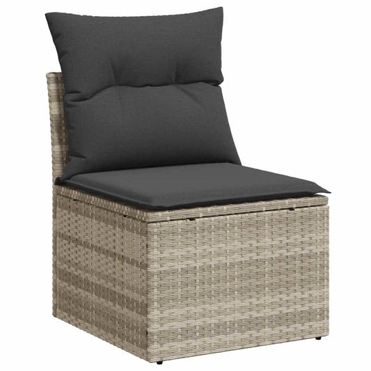HKH 4 Pcs Conj. Sofás Jardim C/ Almofadões Vime Pe -claro - Cinzento