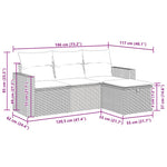 HKH 4 Pcs Conj. Sofás Jardim C/ Almofadões Vime Pe -claro - Cinzento