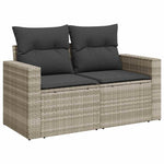HKH 4 Pcs Conj. Sofás Jardim C/ Almofadões Vime Pe -claro - Cinzento