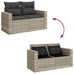 HKH 4 Pcs Conj. Sofás Jardim C/ Almofadões Vime Pe -claro - Cinzento