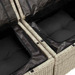 HKH 4 Pcs Conj. Sofás Jardim C/ Almofadões Vime Pe -claro - Cinzento