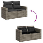 HKH 5 Pcs Conjunto Sofás de Jardim C/ Almofadões Vime Pe - Cinzento