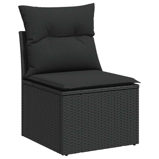 HKH 4 Pcs Conjunto de Sofás para Jardim C/ Almofadões Vime Pe - Preto