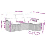 HKH 4 Pcs Conjunto de Sofás para Jardim C/ Almofadões Vime Pe - Preto