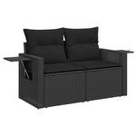 HKH 4 Pcs Conjunto de Sofás para Jardim C/ Almofadões Vime Pe - Preto