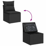 HKH 4 Pcs Conjunto de Sofás para Jardim C/ Almofadões Vime Pe - Preto