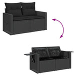 HKH 4 Pcs Conjunto de Sofás para Jardim C/ Almofadões Vime Pe - Preto