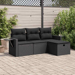HKH 4 Pcs Conjunto de Sofás para Jardim C/ Almofadões Vime Pe - Preto