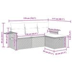 HKH 4 Pcs Conjunto de Sofás para Jardim C/ Almofadões Vime Pe - Preto