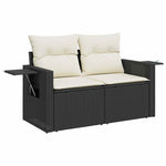 HKH 4 Pcs Conjunto de Sofás para Jardim C/ Almofadões Vime Pe - Preto