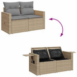 HKH 4 Pcs Conjunto de Sofás para Jardim C/ Almofadões Vime Pe - Bege