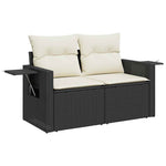 HKH 5 Pcs Conjunto de Jantar para Jardim Vime de Pvc - Preto