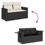 HKH 5 Pcs Conjunto de Jantar para Jardim Vime de Pvc - Preto