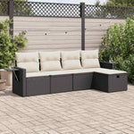 HKH 5 Pcs Conjunto de Jantar para Jardim Vime de Pvc - Preto