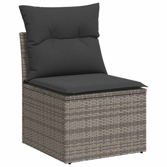HKH 5 Pcs Conjunto Sofás de Jardim C/ Almofadões Vime Pe - Cinzento
