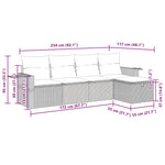 HKH 5 Pcs Conjunto Sofás de Jardim C/ Almofadões Vime Pe - Cinzento
