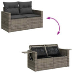 HKH 5 Pcs Conjunto Sofás de Jardim C/ Almofadões Vime Pe - Cinzento