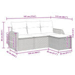 HKH 4 Pcs Conjunto de Sofás para Jardim C/ Almofadões Vime Pe - Preto