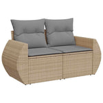 HKH 4 Pcs Conjunto de Sofás para Jardim C/ Almofadões Vime Pe - Bege