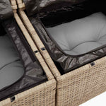 HKH 4 Pcs Conjunto de Sofás para Jardim C/ Almofadões Vime Pe - Bege