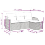 HKH 4 Pcs Conjunto de Sofás para Jardim C/ Almofadões Vime Pe - Bege