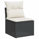 HKH 5 Pcs Conjunto Sofás de Jardim com Almofadões Vime Pe - Preto
