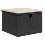 HKH 5 Pcs Conjunto Sofás de Jardim com Almofadões Vime Pe - Preto