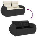 HKH 5 Pcs Conjunto Sofás de Jardim com Almofadões Vime Pe - Preto