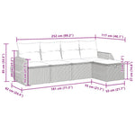 HKH 5 Pcs Conjunto Sofás de Jardim com Almofadões Vime Pe - Preto