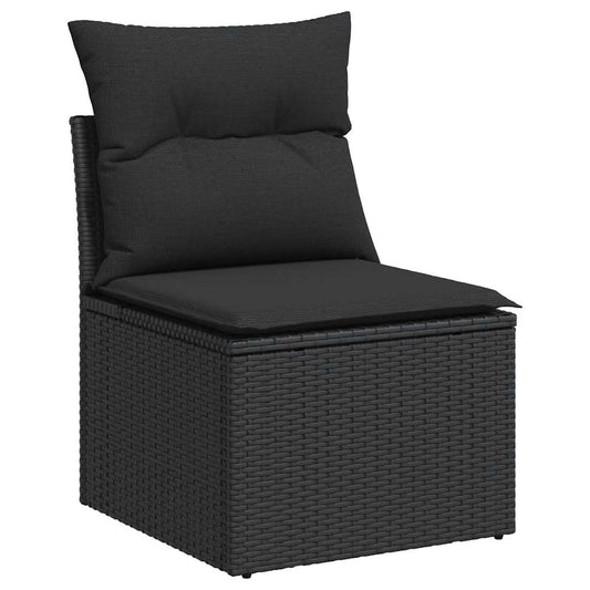 HKH 4 Pcs Conjunto de Sofás para Jardim C/ Almofadões Vime Pe - Preto