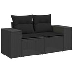 HKH 4 Pcs Conjunto de Sofás para Jardim C/ Almofadões Vime Pe - Preto