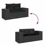 HKH 4 Pcs Conjunto de Sofás para Jardim C/ Almofadões Vime Pe - Preto