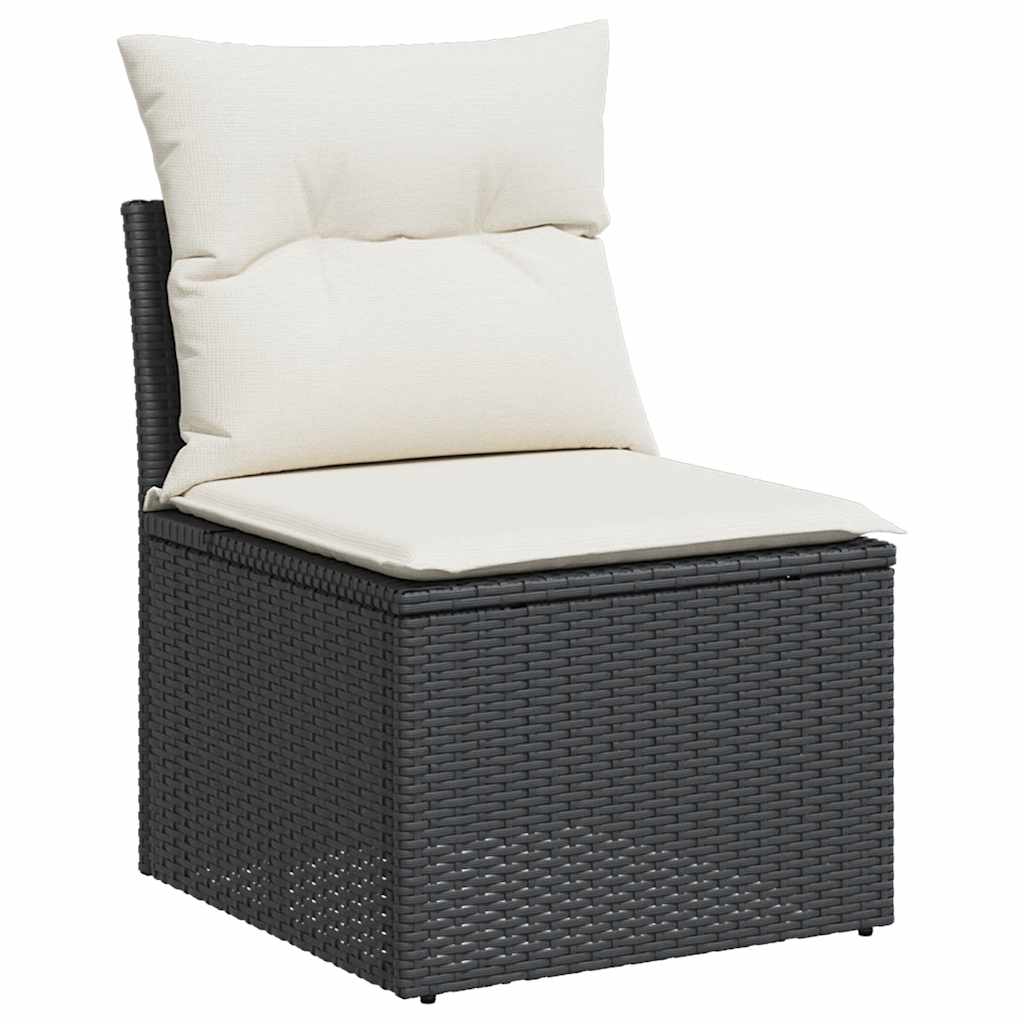 HKH 4 Pcs Conjunto de Sofás para Jardim C/ Almofadões Vime Pe - Preto