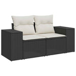 HKH 4 Pcs Conjunto de Sofás para Jardim C/ Almofadões Vime Pe - Preto