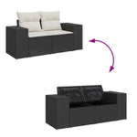 HKH 4 Pcs Conjunto de Sofás para Jardim C/ Almofadões Vime Pe - Preto