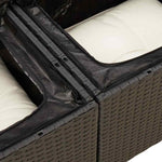 HKH 4 Pcs Conjunto de Sofás para Jardim C/ Almofadões Vime Pe - Preto