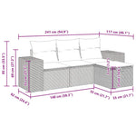 HKH 4 Pcs Conjunto de Sofás para Jardim C/ Almofadões Vime Pe - Bege