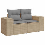 HKH 4 Pcs Conjunto de Sofás para Jardim C/ Almofadões Vime Pe - Bege