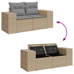 HKH 4 Pcs Conjunto de Sofás para Jardim C/ Almofadões Vime Pe - Bege